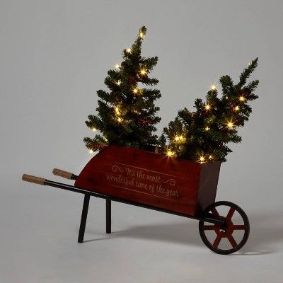 Red Wheelbarrow with Trees Christmas Novelty Sculpture - Wondershop™ | Target