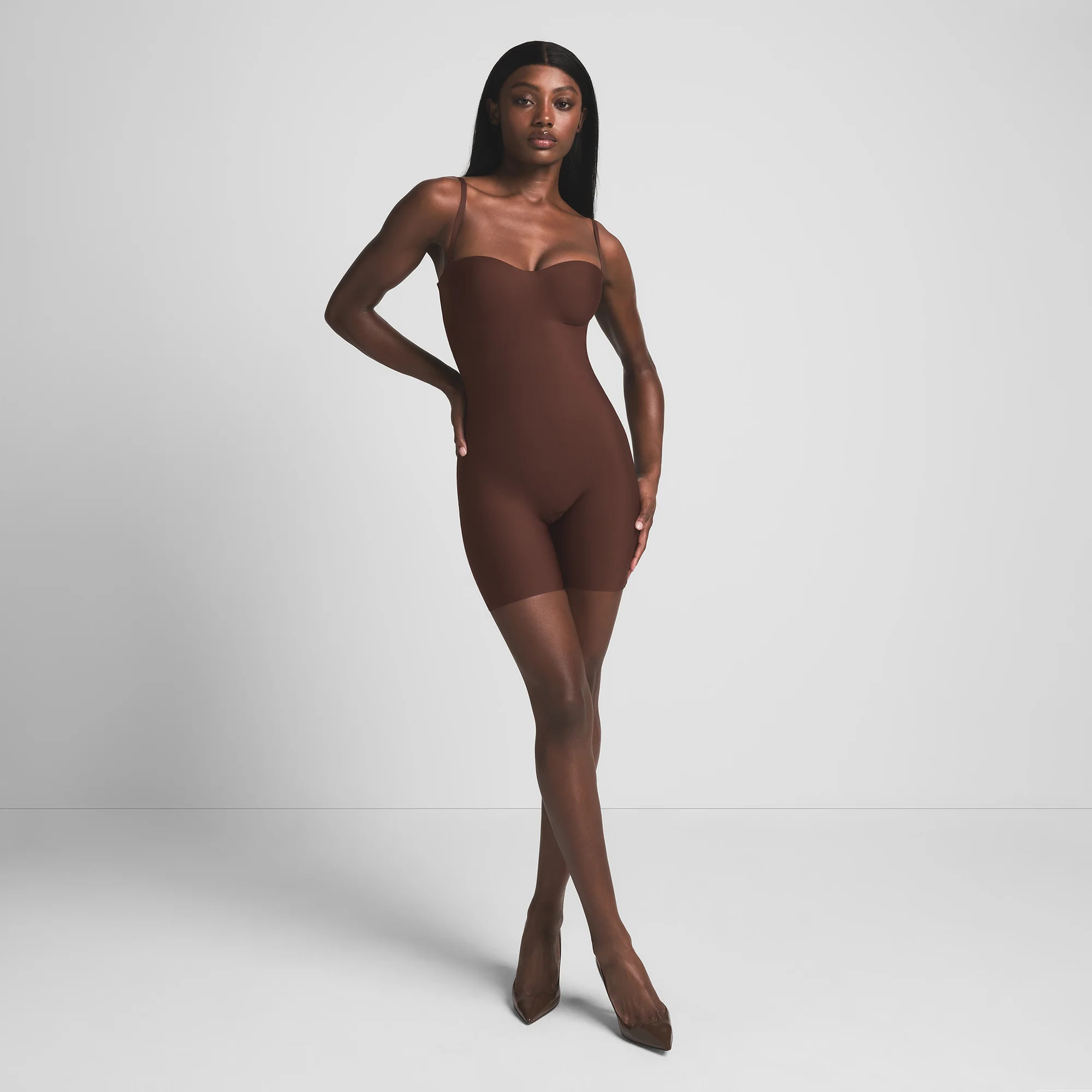 SKIMS Core Sculpt Underwire Mid Thigh Bodysuit | Deep Neutral | 2XS | SKIMS Body | SKIMS (US)