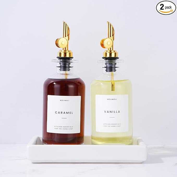 Molimoli Olive Oil Dispenser Bottle for Kitchen, Coffee Syrup Dispenser w. Weighted Pourer, Glass... | Amazon (US)