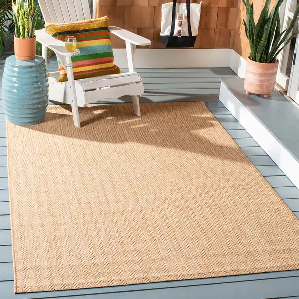 SAFAVIEH Courtyard Carolann Indoor/ Outdoor Waterproof Patio Backyard Rug - 9' x 12' - Natural/Cr... | Bed Bath & Beyond