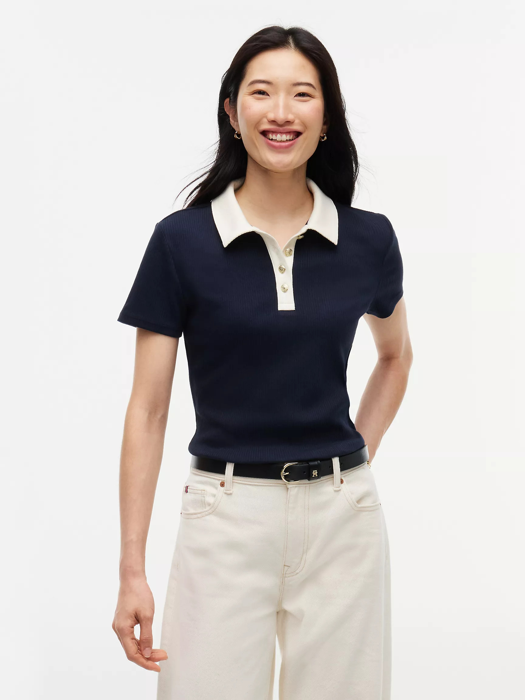 Gold-Button Ribbed Polo | Tommy Hilfiger | Tommy Hilfiger (US)