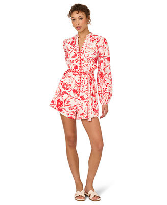 Adrianna by Adrianna Papell Women's Printed Long-Sleeve Romper - Macy's | Macy's