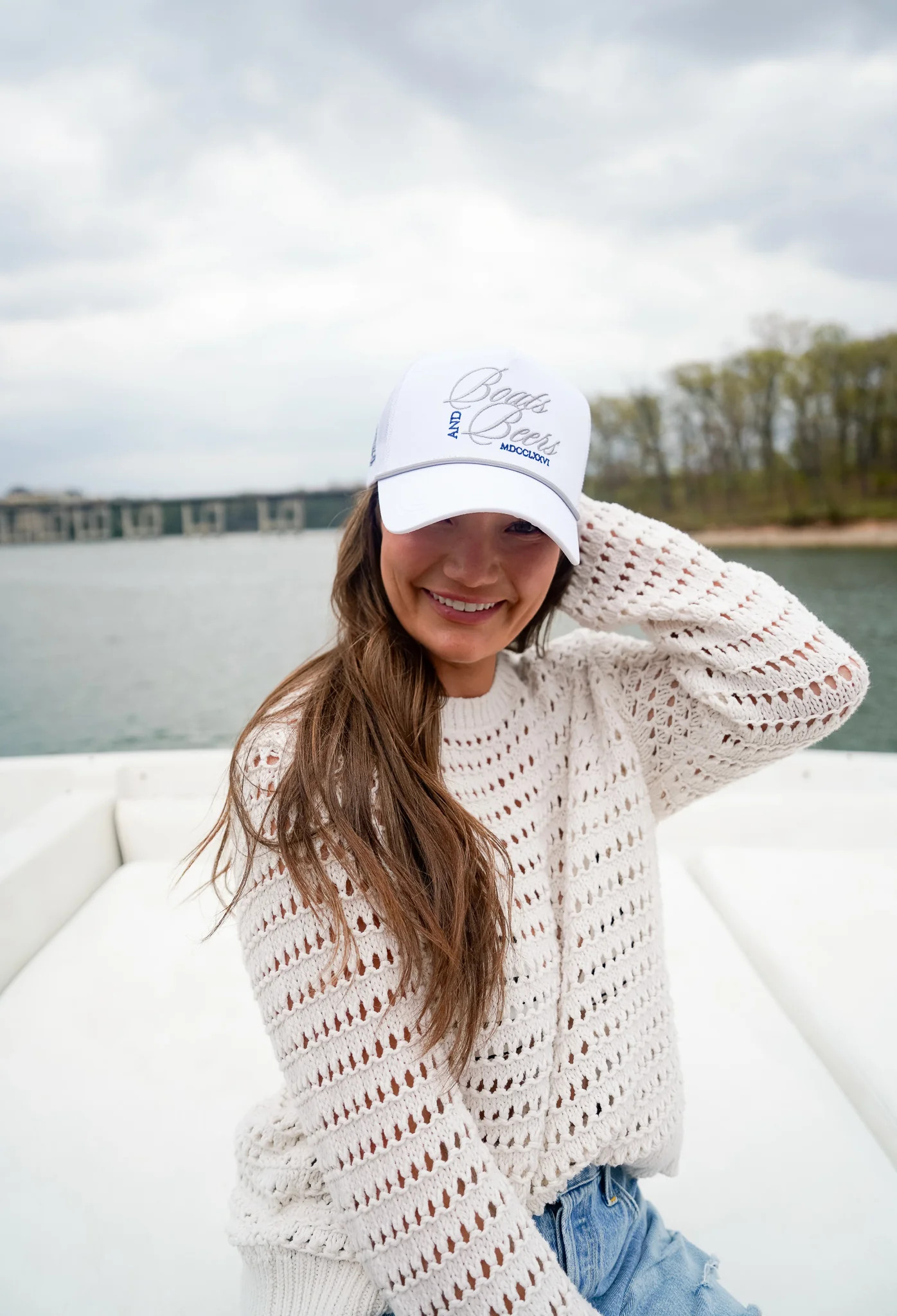 Boats & Beers - White Vintage Trucker Hat | KenzKustomz