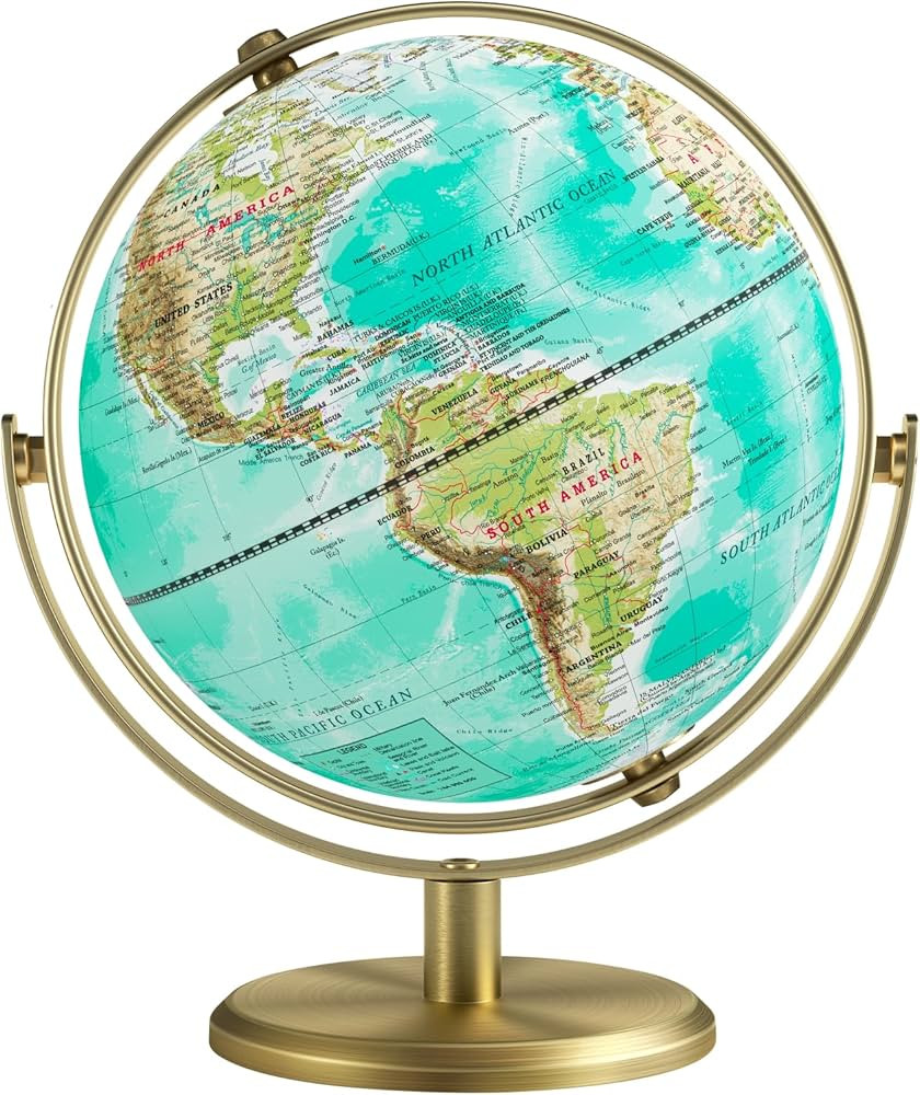 8'' World Globe with Gold Stand 720° Rotating, Kids Adults Student Geography Educational, Desk G... | Amazon (US)