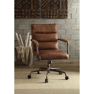 ACME Harith Executive Office Chair, Retro Brown Top Grain Leather | Bed Bath & Beyond