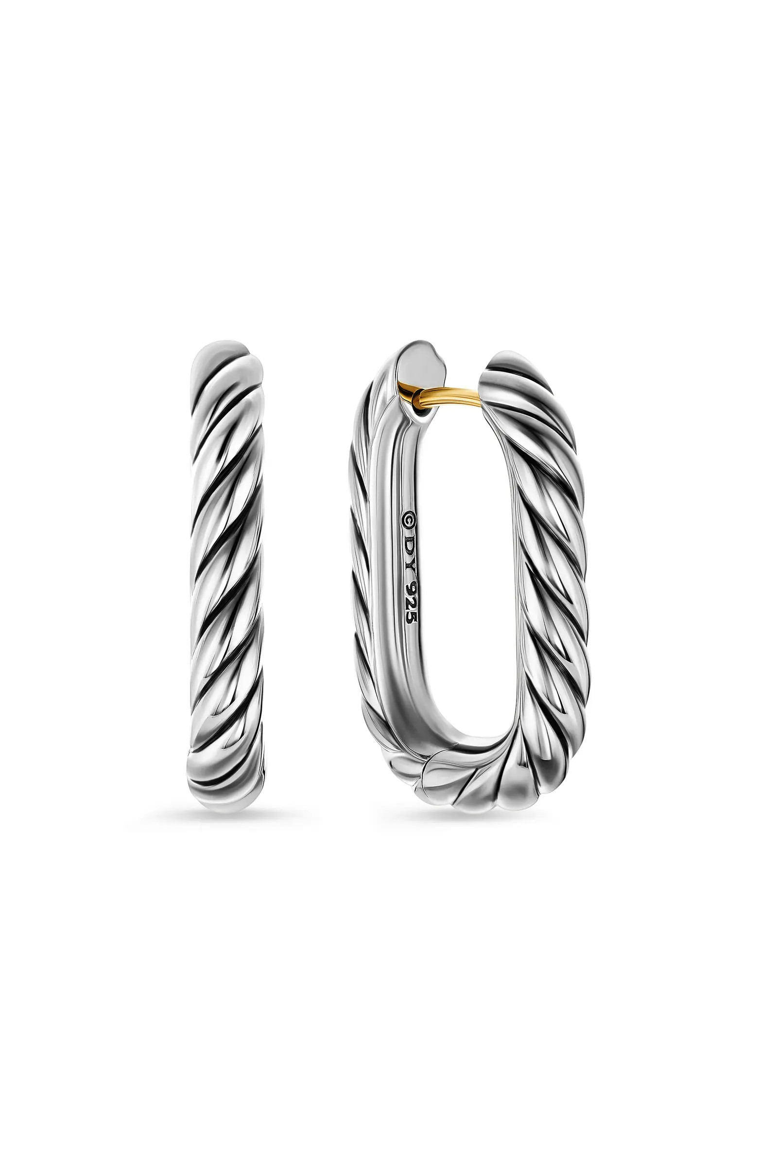 DY Madison® Cable Hoop Earrings in Sterling Silver, 24.3mm | Nordstrom