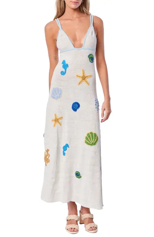Capittana Carolina Appliqué Cover-Up Dress in Ivory at Nordstrom, Size Medium | Nordstrom