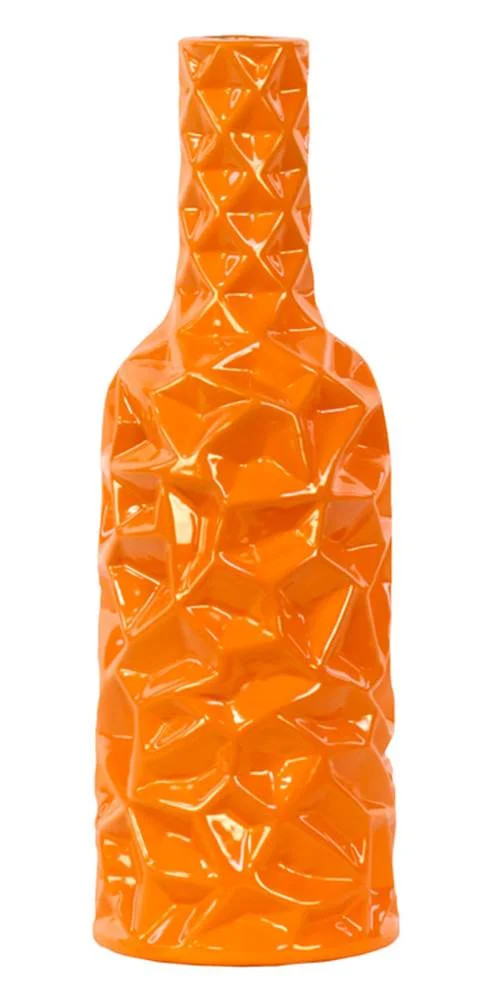 Small Bottle Vase with Wrinkled Sides in Gloss Orange | Walmart (US)