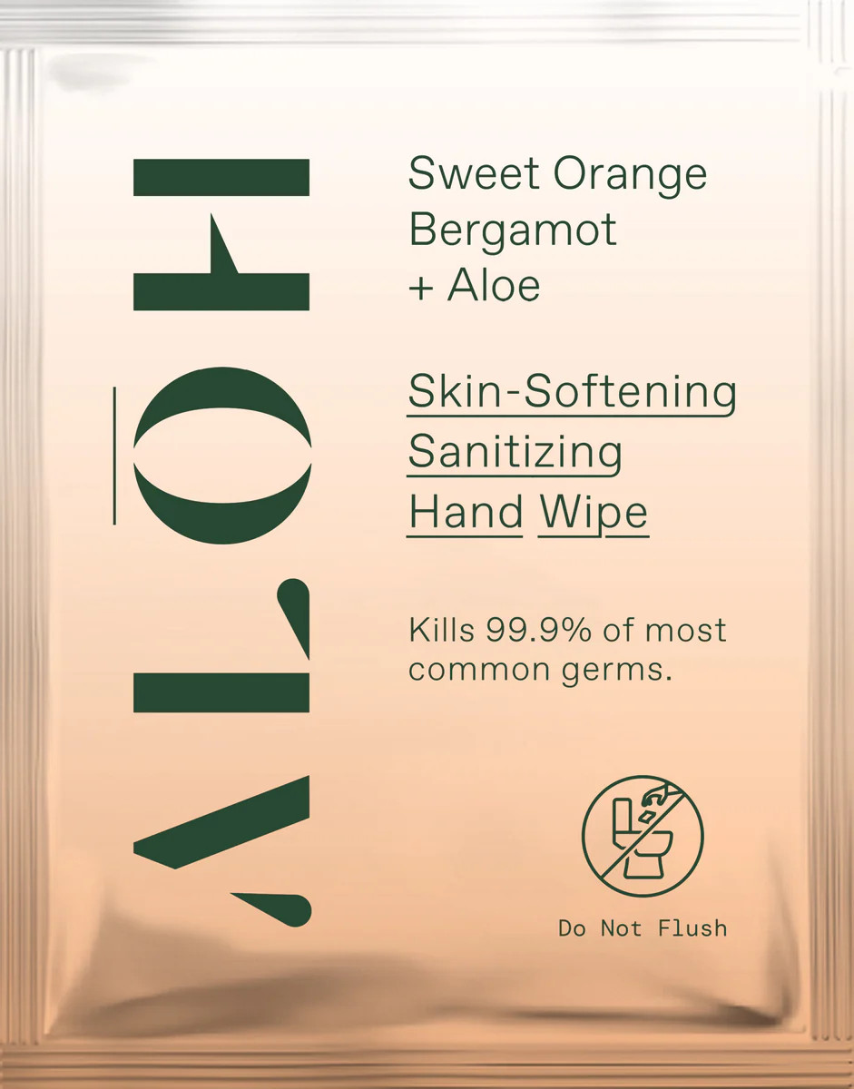 Sweet Orange Bergamot + Aloe Individually Wrapped Sanitizing Hand Wipe | ALŌH