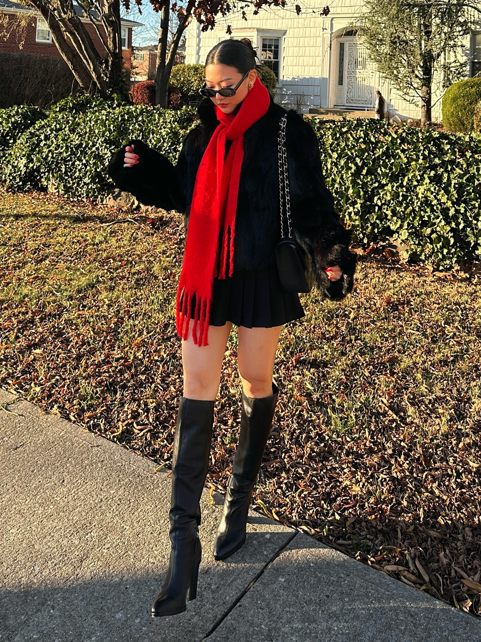 sleek chic winter look♥️🎄 my coat is old from Adrienne Landau. Tagged new and very similar (and CUTER) black fuzzy coats and classic black knee high boots. For reference, I usually opt for large sizes in coats for a roomier look and to wear thick knits under🫶🏻

#LTKHoliday 

#LTKStyleTip #LTKSeasonal