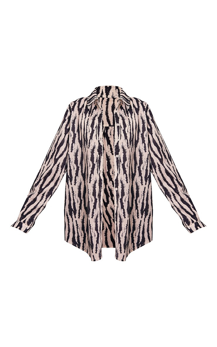 Black Zebra Printed Oversized Shirt | PrettyLittleThing US