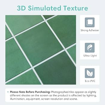Commomy Matte Green Peel and Stick Backsplash for Kitchen - 10 pcs of 11.8" x 11.8" Ultralight PV... | Amazon (US)