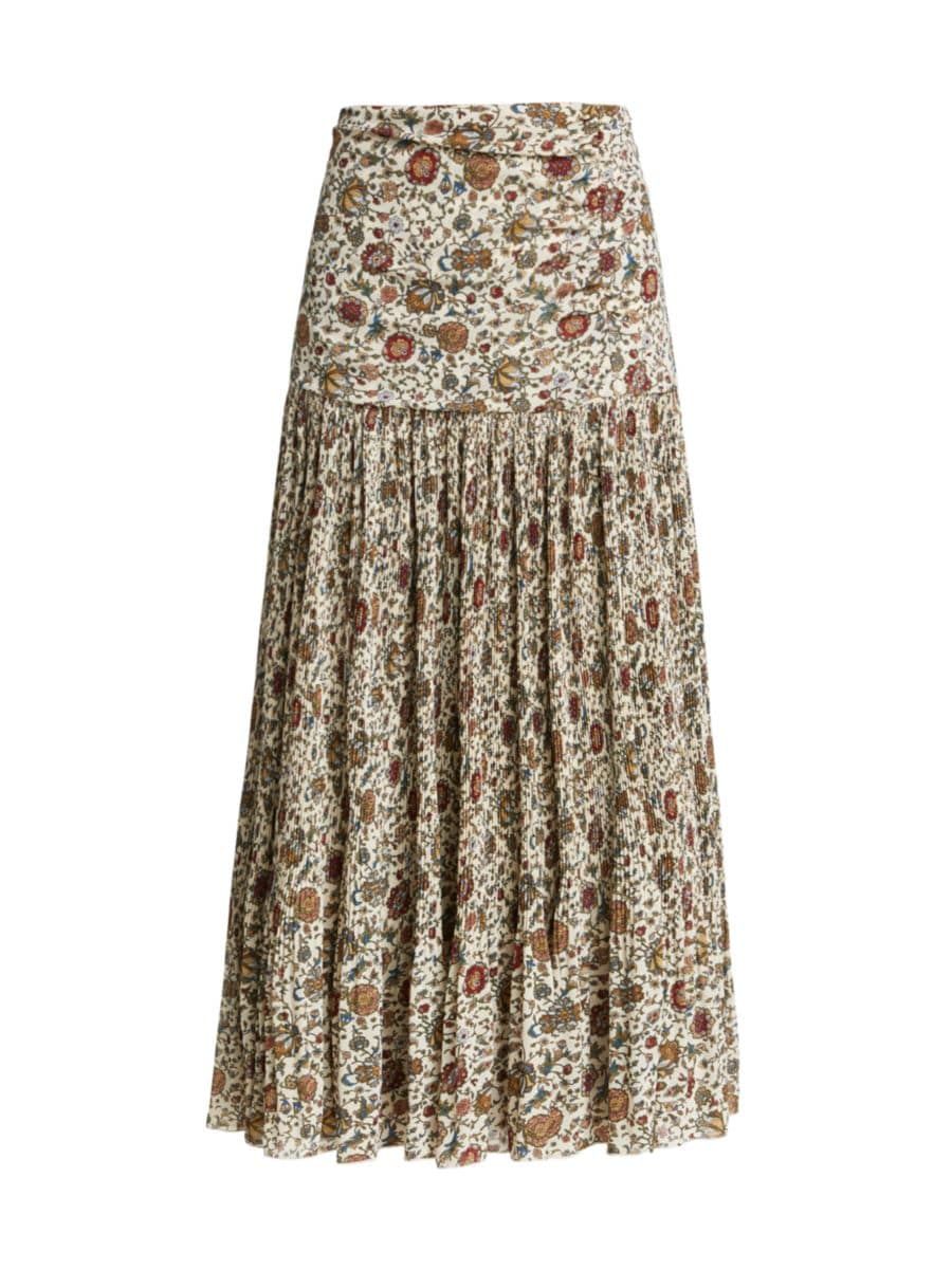 Veronica Beard Levine Pleated Floral Skirt | Saks Fifth Avenue
