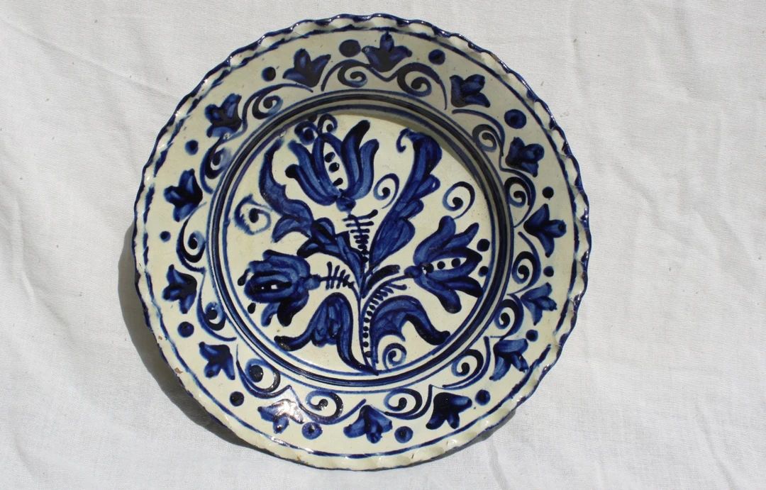 Traditional Blue Transylavania Pottery Dish, Handpainted Flower Motif Vintage Wall Plate - Etsy | Etsy (US)
