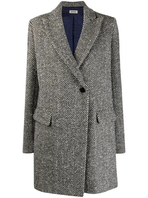 herringbone single-breasted coat | Farfetch (US)