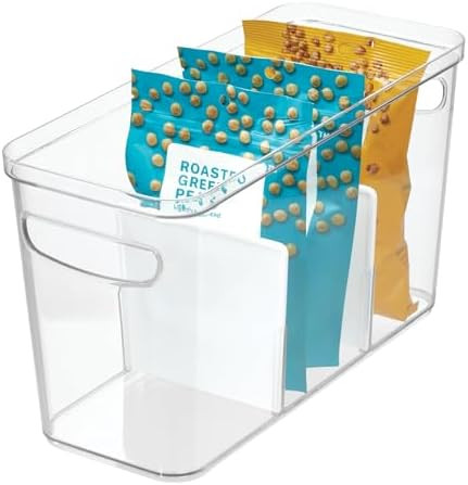 iDesign Crisp Divided Organizer Bin with Handles, 6" x 8" x 14", Clear/Matte White | Amazon (US)
