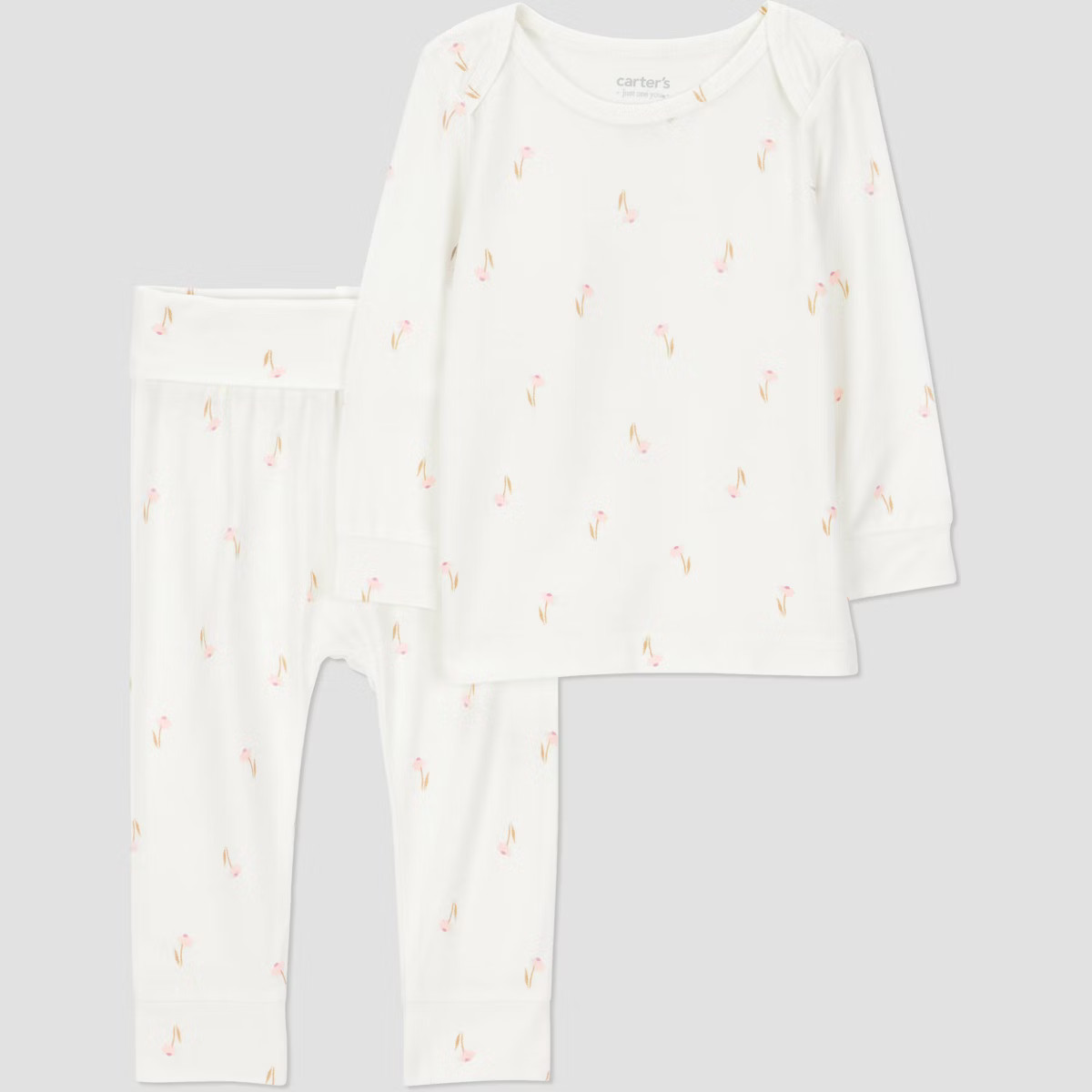 Carter's Just One You® Baby Girls' 2pc Floral Comfy Soft Top & Bottom Set - Ivory | Target