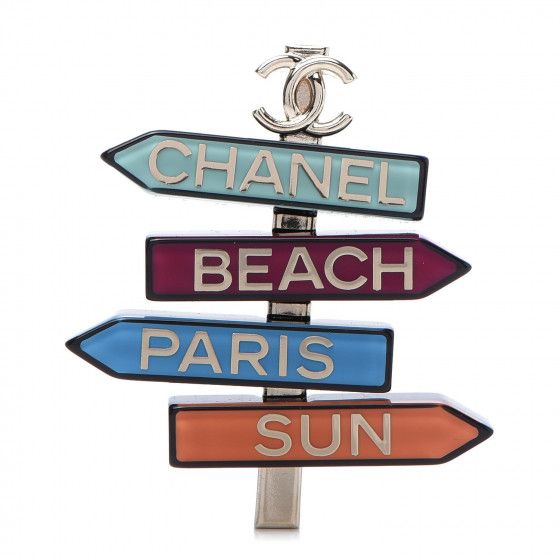 Resin Chanel By The Sea Sign Brooch Multicolor | Fashionphile