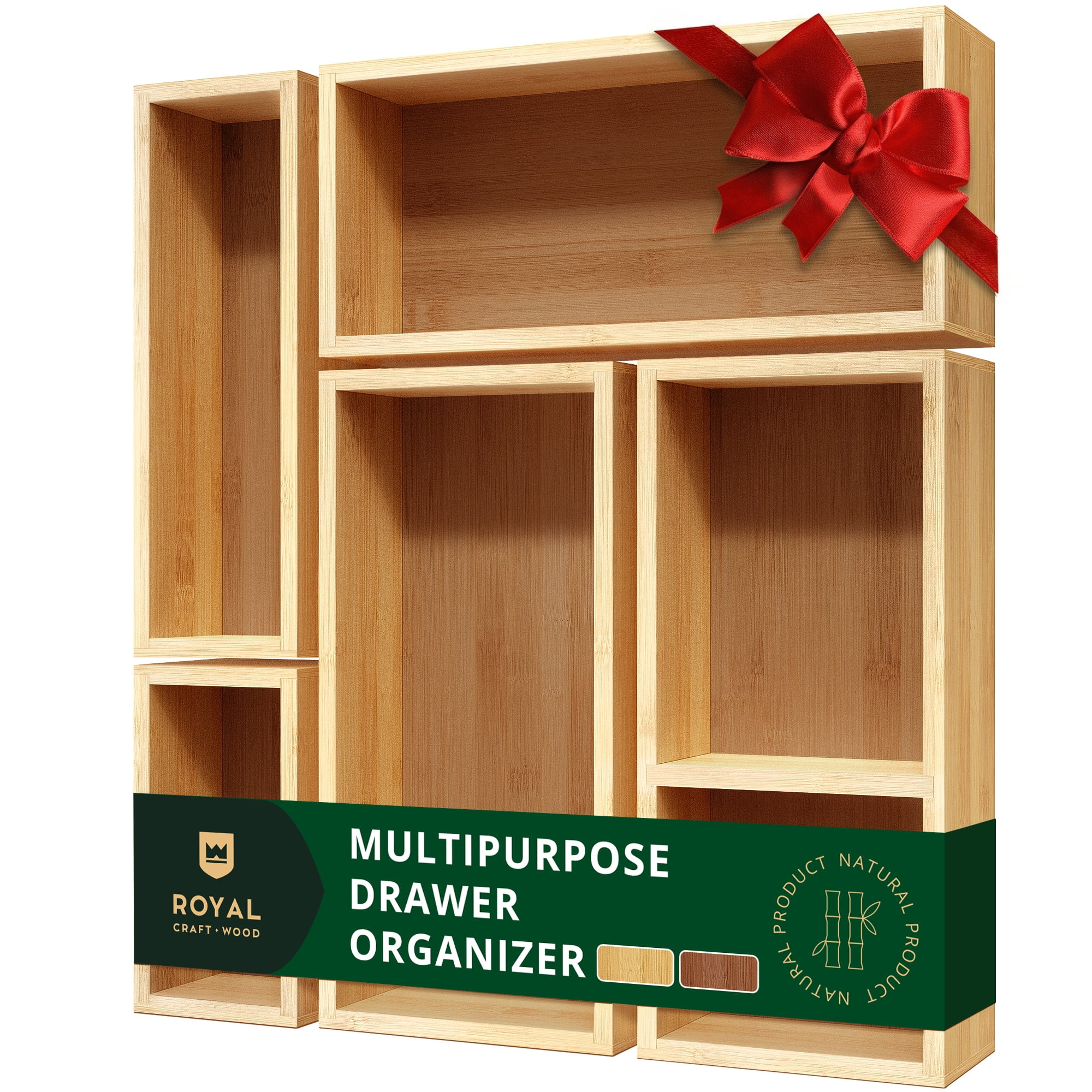 Royal Craft Wood 5-Piece Bamboo Drawer Organizer Box Set –  Storage Trays for Kitchen, Bathroom... | Walmart (US)
