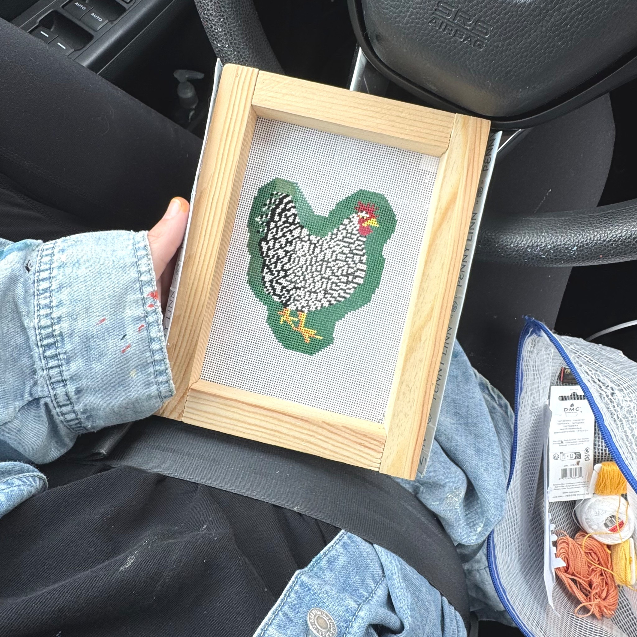 Quiet luxury: needlepointing in the carpool line 😛