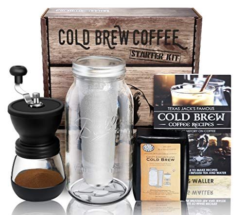 Cold Brew Coffee Maker Starter Kit - Half Gal Mason Jar | Stainless Filter Basket | Ceramic Burr Gri | Amazon (US)