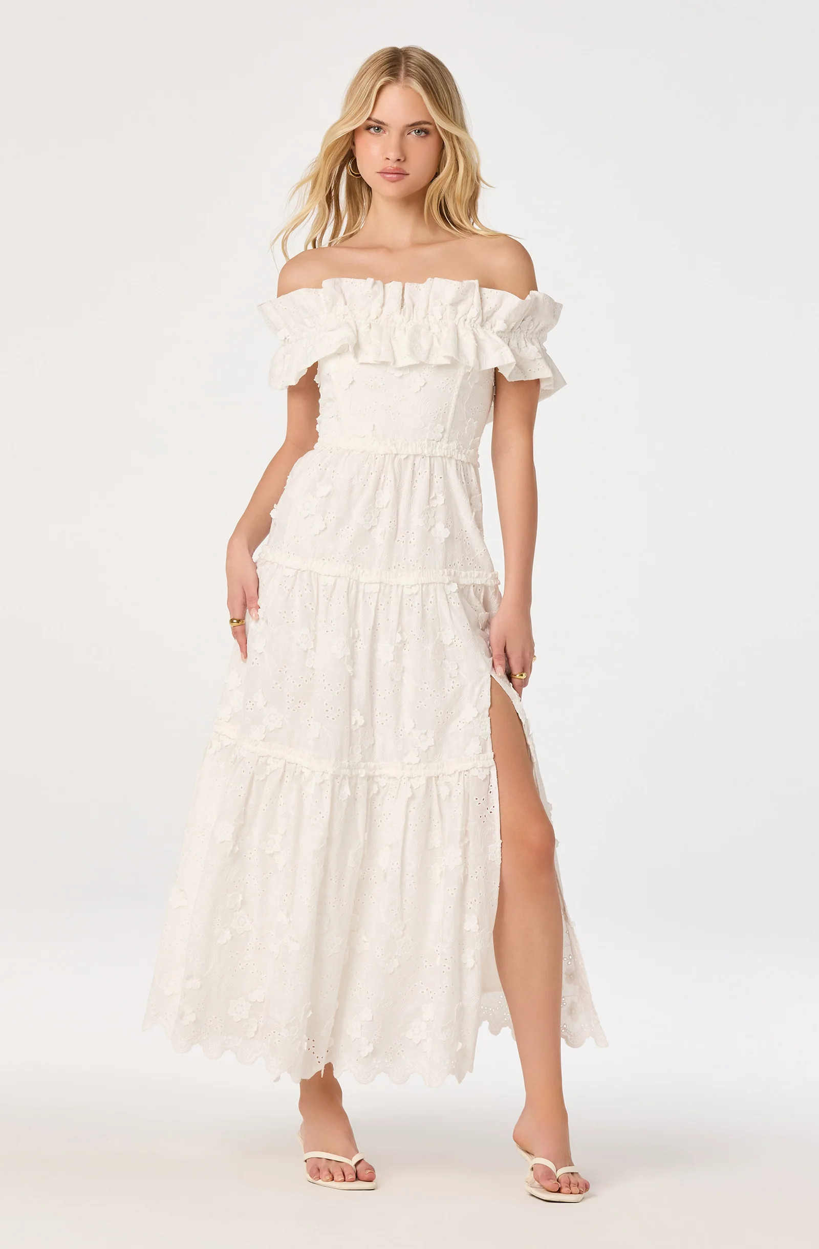 Piccola Off Shoulder Maxi Dress - White / XS | ASTR The Label (US)