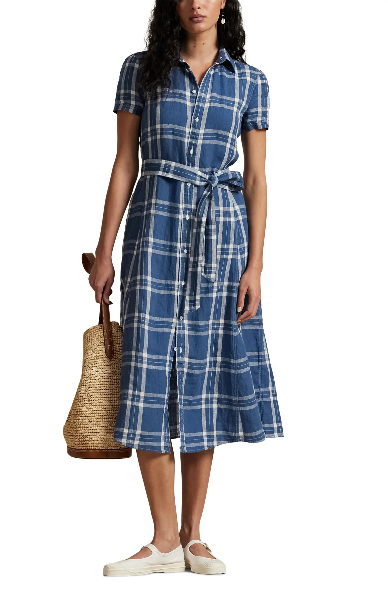 Polo Ralph Lauren Plaid Linen Shirtdress | Nordstrom | Nordstrom