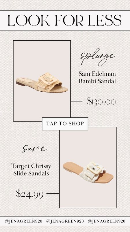 Sam Edelman Look for Less | Sam Edelman Splurge vs Save | Target Sandals | Vacation Sandals 

#LTKstyletip #LTKSeasonal #LTKfindsunder50