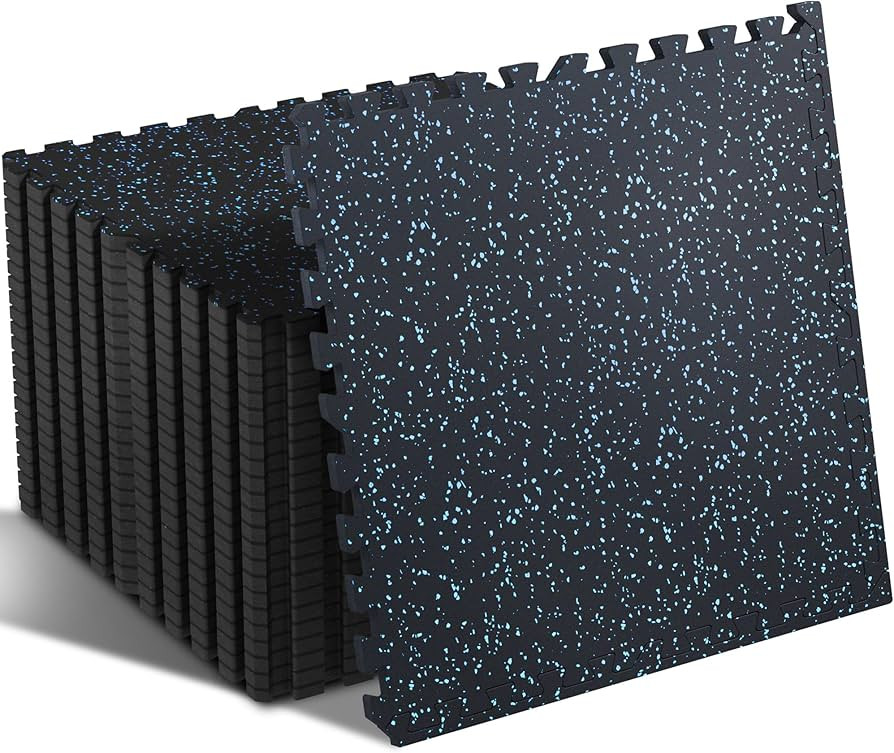 SUPERJARE 0.4'' Thick 24 Pcs 96 Sq Ft Rubber Top Exercise Equipment Mats, High Density EVA Foam M... | Amazon (US)