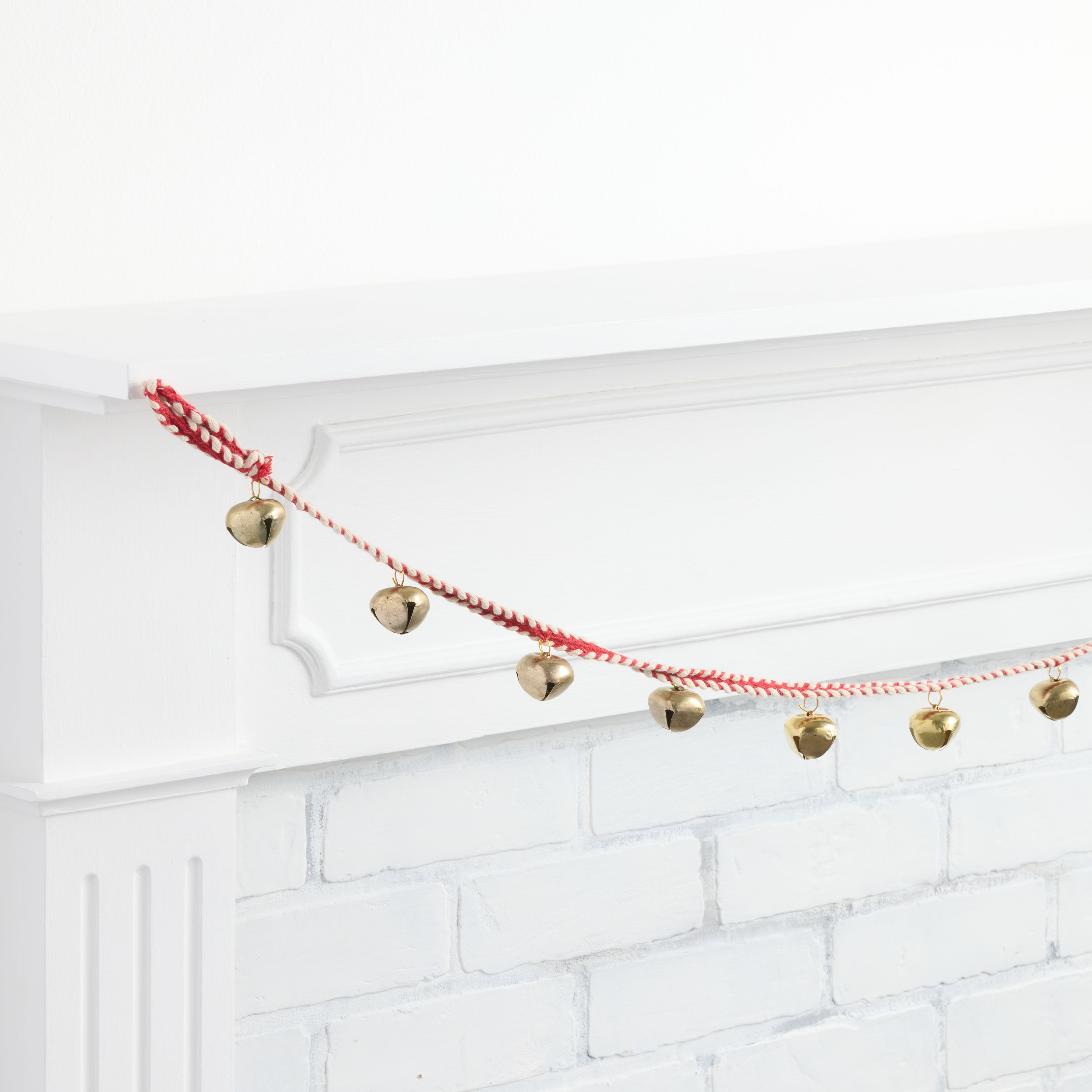 Red and White Braided Gold Bell Garland | World Market