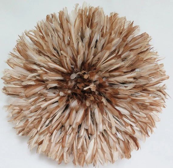 Juju Hat|Authentically Hand Woven Feather Headdress And Wall Décor – 31 Inches | TAN + NATURAL WHITE | Etsy (US)
