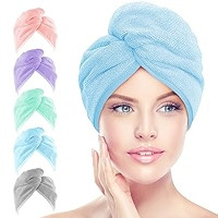 AIDEA Microfiber Hair Towel Wrap, 5 Pack Turbans, Super Absorbent Quick Dry for All Hair Types, A... | Amazon (US)