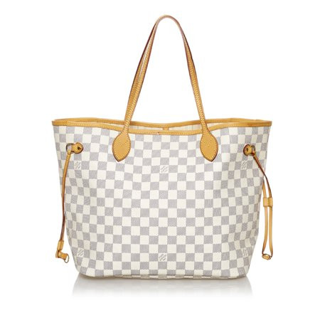 Pre-Owned Louis Vuitton Damier Azur Neverfull MM Canvas White | Walmart (US)