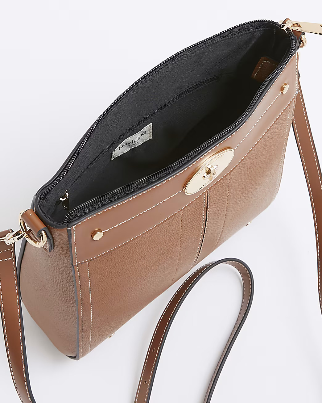 Brown Lock Hardware Cross Body Bag | River Island UK & IE