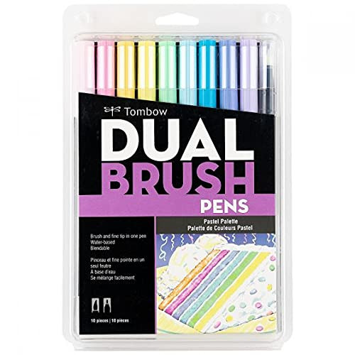 Tombow 56187 Dual Brush Pen Art Markers, Pastel, 10-Pack. Blendable, Brush and Fine Tip Markers | Amazon (US)