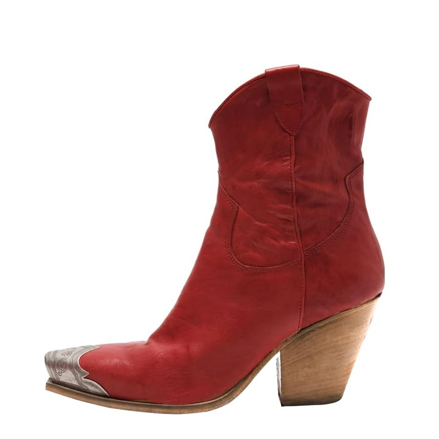 keleimusi Women's Western Cowgirl Ankle Boots Stacked Block Heel Cowboy Booties Steel Toe Heeled ... | Amazon (US)