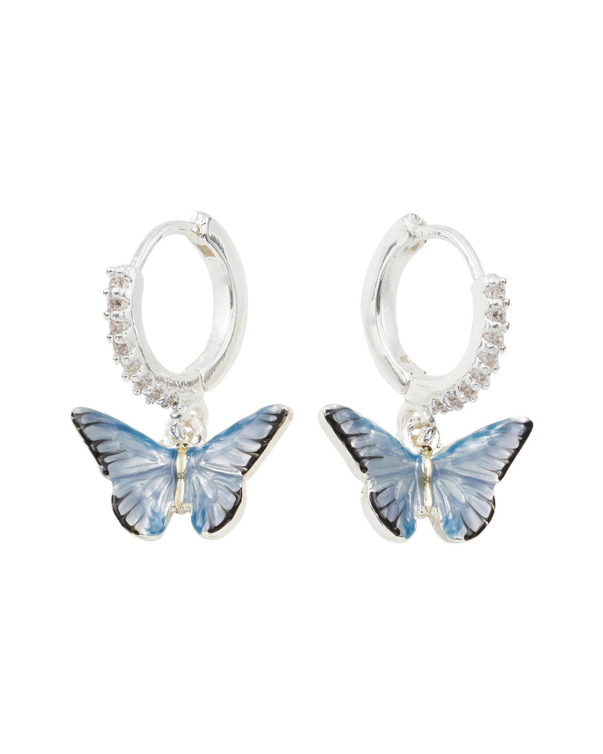 Blue Butterfly Silver Earrings | Fable England