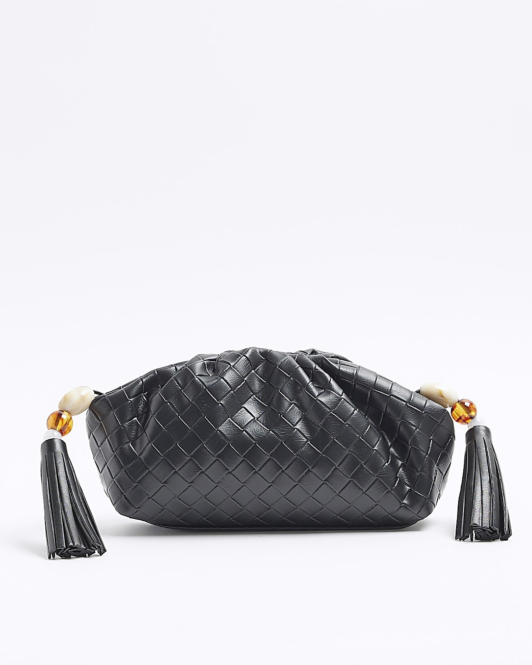 Black embossed weave clutch bag | River Island (UK & IE)