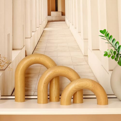SINTENILL 3Pcs Wood Arch Decorative Objects - Aesthetic Shelf Decor, Neutral Home Decor Accents Modern Bookshelf Decor, Coffee Table Decor, Boho Living Room Decor, Entryway Mantel Table Decor | Amazon (US)