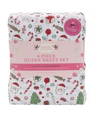 Christmas Cookies And Candies Sheet Set, Polyester | TJ Maxx