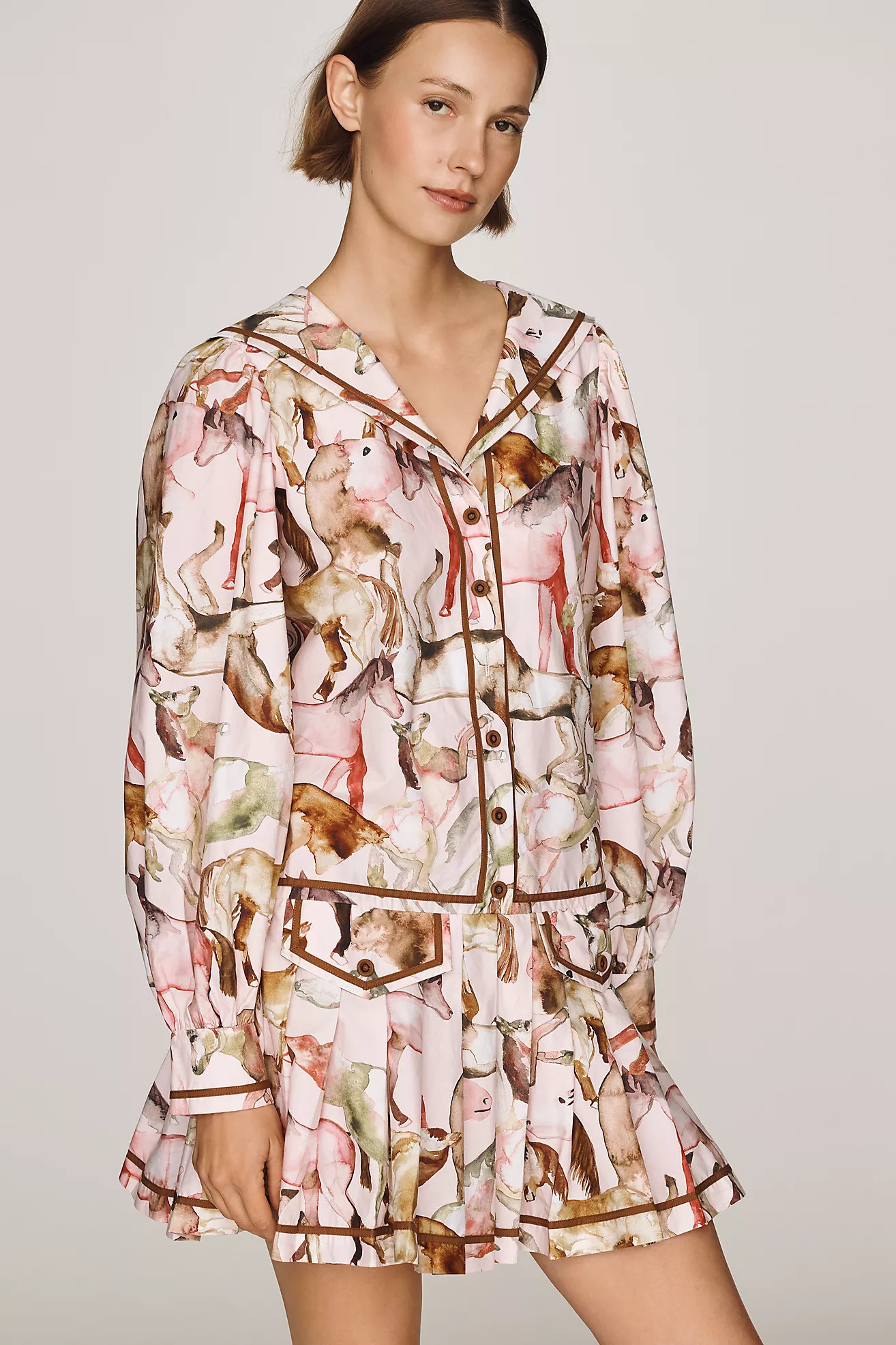 Farm Rio Equestrian 100% Cotton Light Mini Dress | Anthropologie (US)