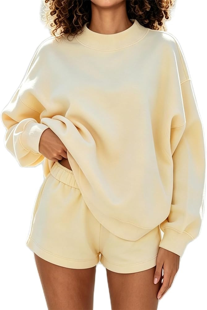 Women 2 Piece Outfits Sweat Shorts Sets Oversized Casual Lounge Matching Set Sweatsuit Tracksuit ... | Amazon (US)