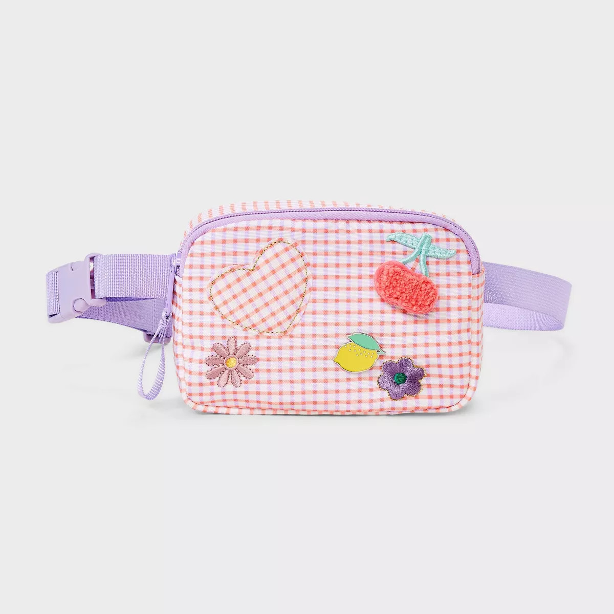 Girls' Gingham with Fruit Patches Fanny Crossbody Bag - Cat & Jack™️ Purple | Target