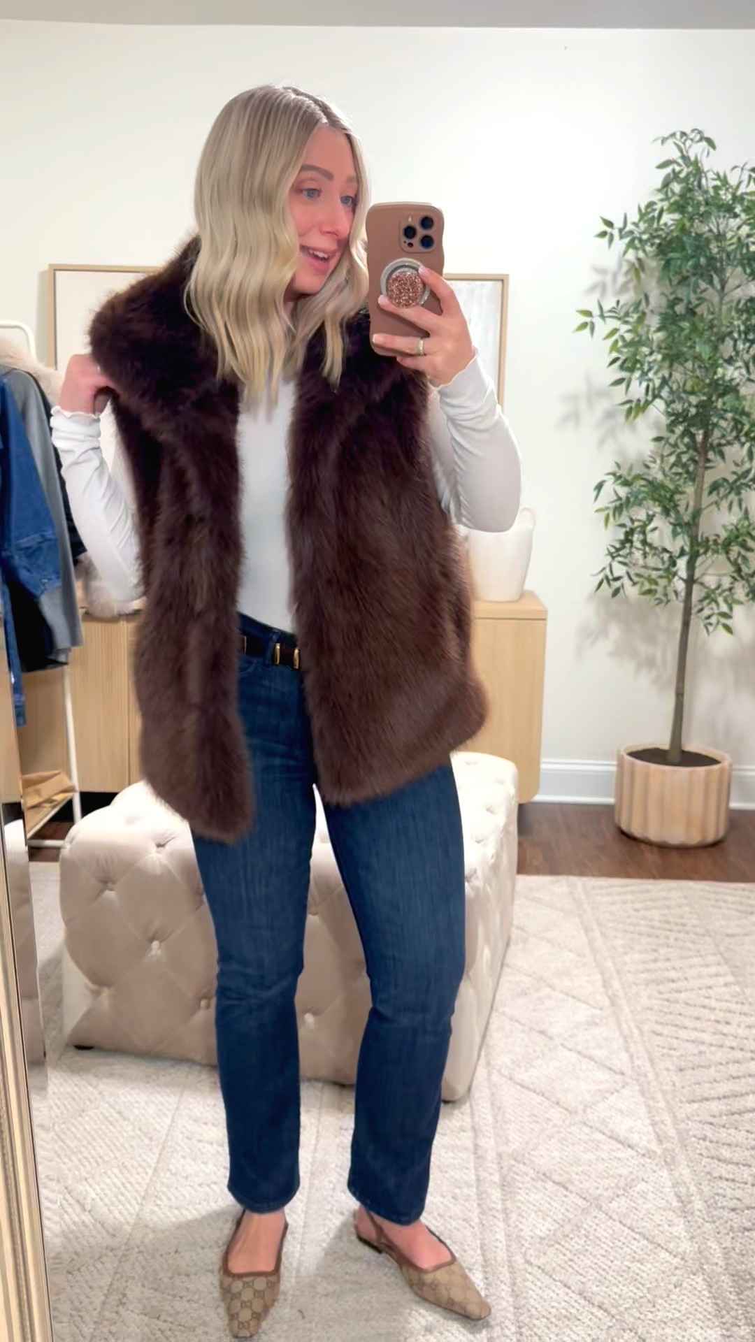 The most gorgeous faux fur vest in chocolate brown! 🤎
Wearing size small in the vest, jeans run slightly big (size down if in between)

Faux fur vest, holiday outfits, winter outfits 

#LTKHoliday #LTKGiftGuide #LTKFindsUnder100