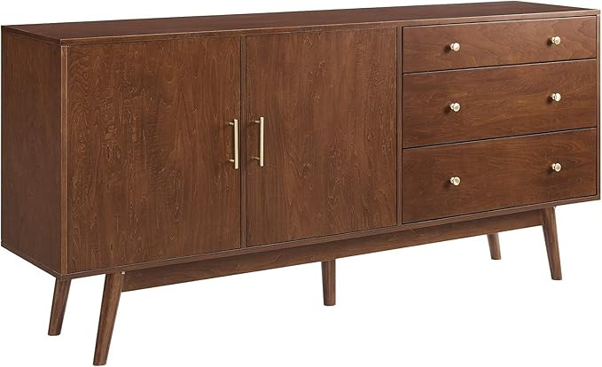 Walker Edison Mid-Century Modern Wood Kitchen Buffet Sideboard Entryway Serving Storage Cabinet D... | Amazon (US)