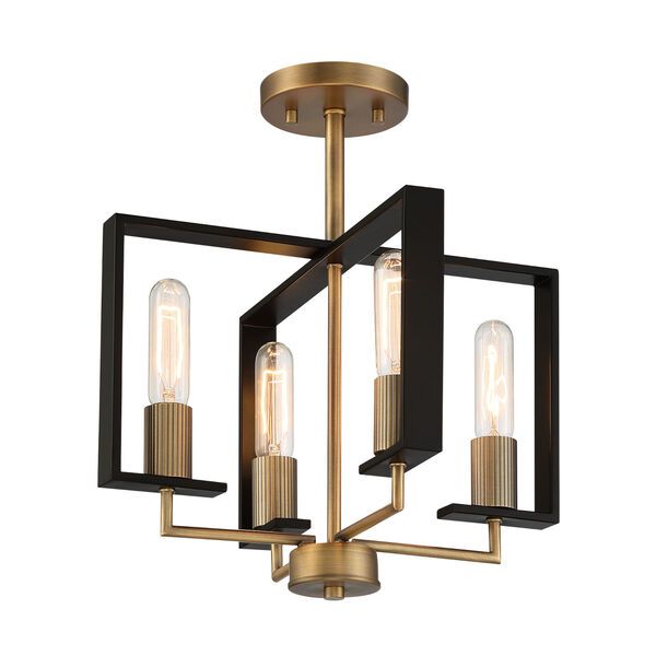 Chicago PM Old Satin Brass Four-Light Semi-Flush Mount | Bellacor