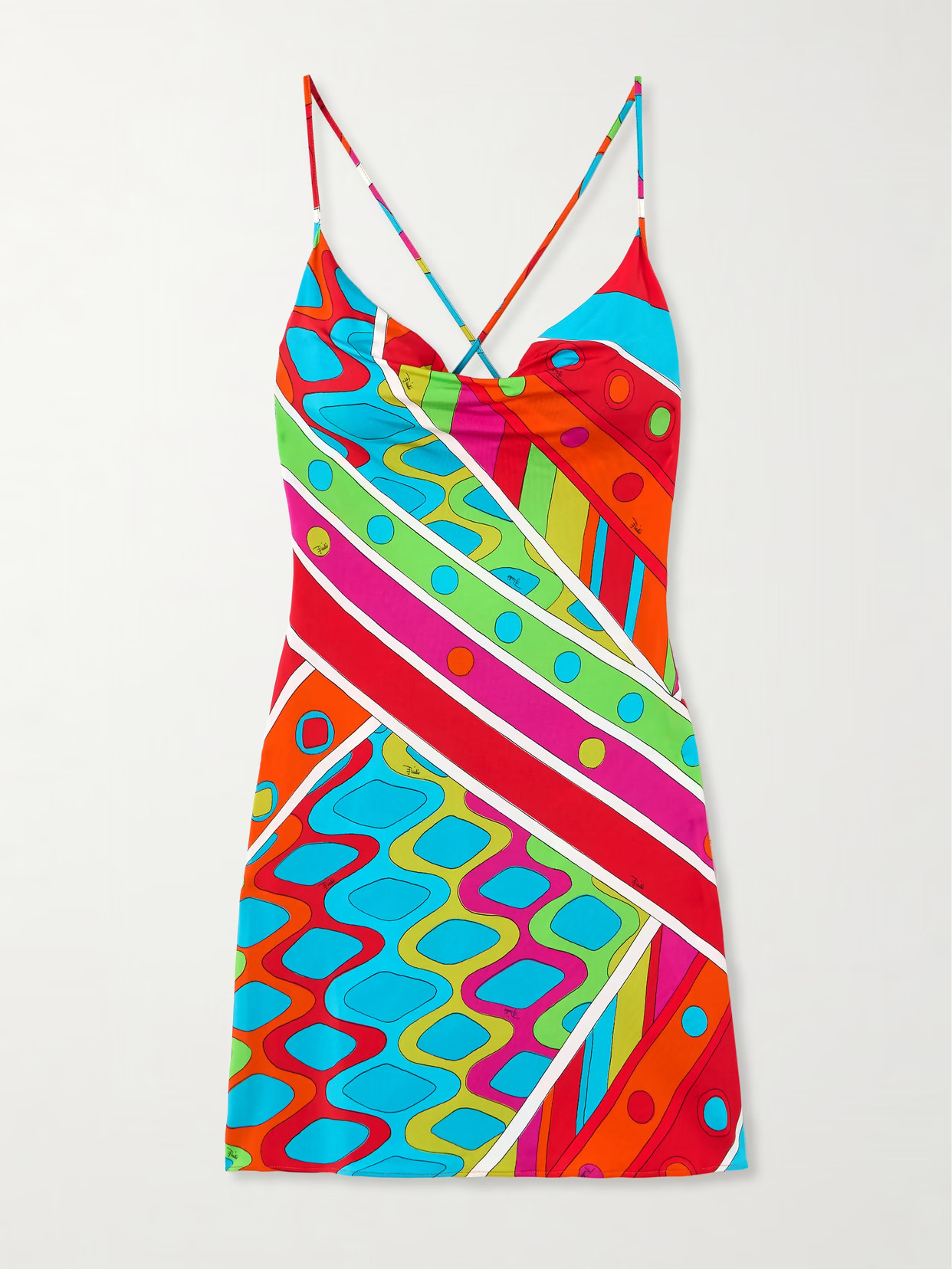 PUCCI - Draped Printed Satin-jersey Mini Dress - Blue | NET-A-PORTER (US)