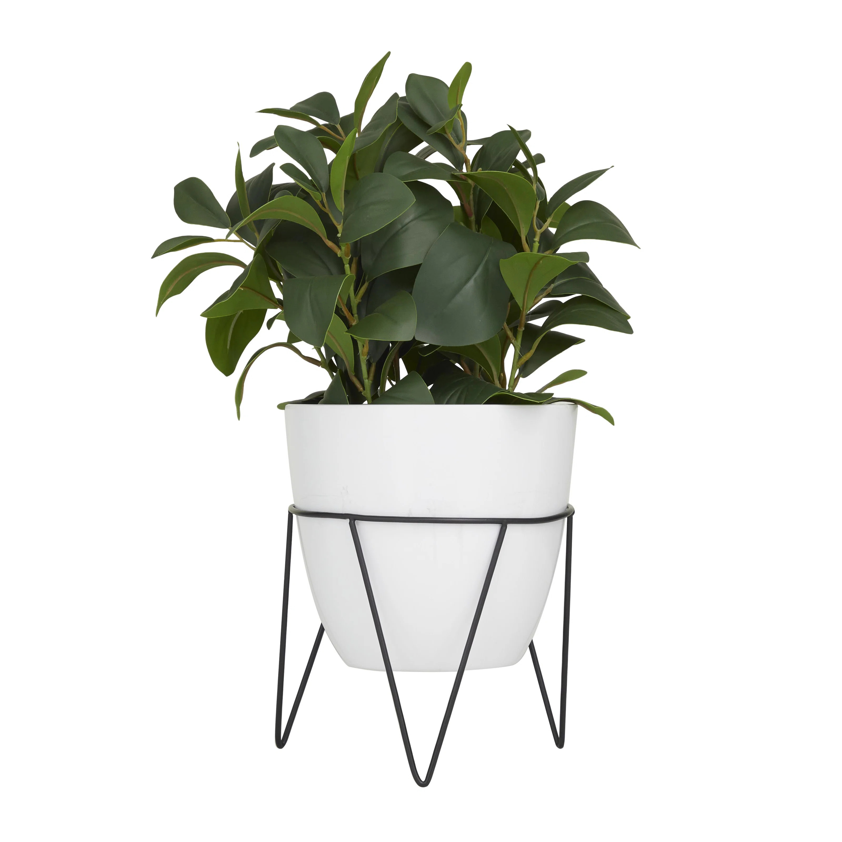 Faux Foliage Eucalyptus Indoor Outdoor Green Artificial Plant with Realistic Leaves and White Pot | Wayfair North America