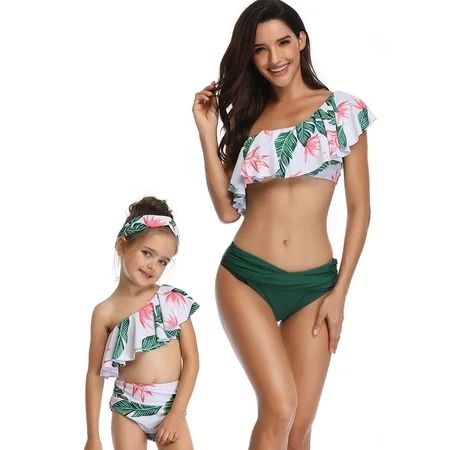 Mother Daughter Family Matching Bikini Set Tankini One Shoulder Swimwear Womens Swimming Padded Swim | Walmart (US)
