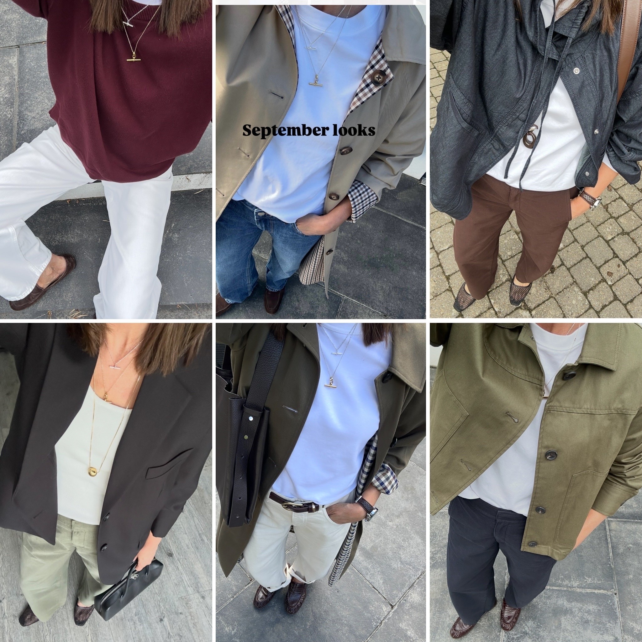 A few of my looks lately. 
It’s been a warm start to autumn but I’m starting to lean into layers.

Denim is back, and I’m revisiting my favourites and adding new colours to give them a fresh look.

Khaki makes a welcome return - I’m always a fan, but Khaki trousers are everywhere right now and I couldn’t be happier about it.

A mix of old and new - everything is shoppable
